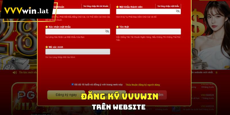 Cách đăng ký VVVWIN trên website